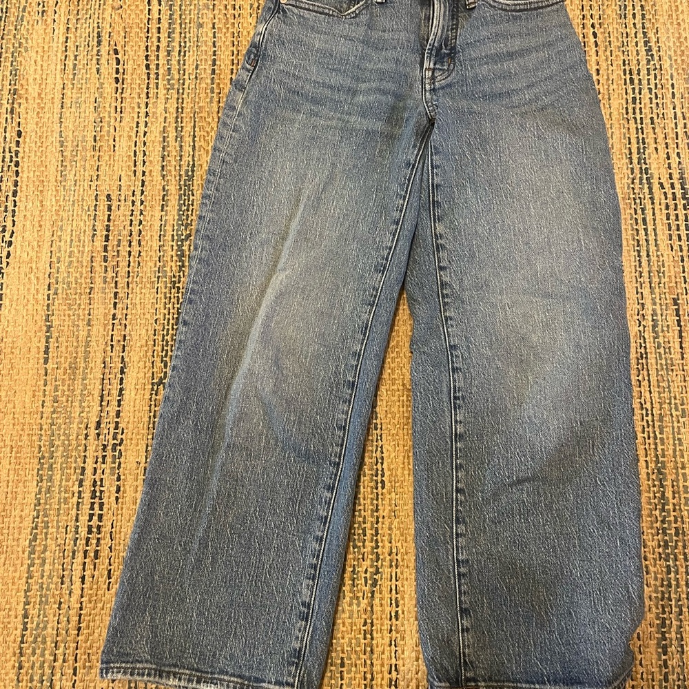 Madewell Blue Straight Leg Jeans with Faded Finish